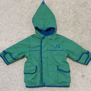 Finkid Tuulis EKO Outer Rain Jacket Green/Blue Sz1-2Years